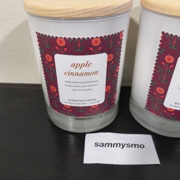 Scentsational APPLE CINNAMON Candle Soy Blend scented candle 11oz x2 - Picture 2 of 5